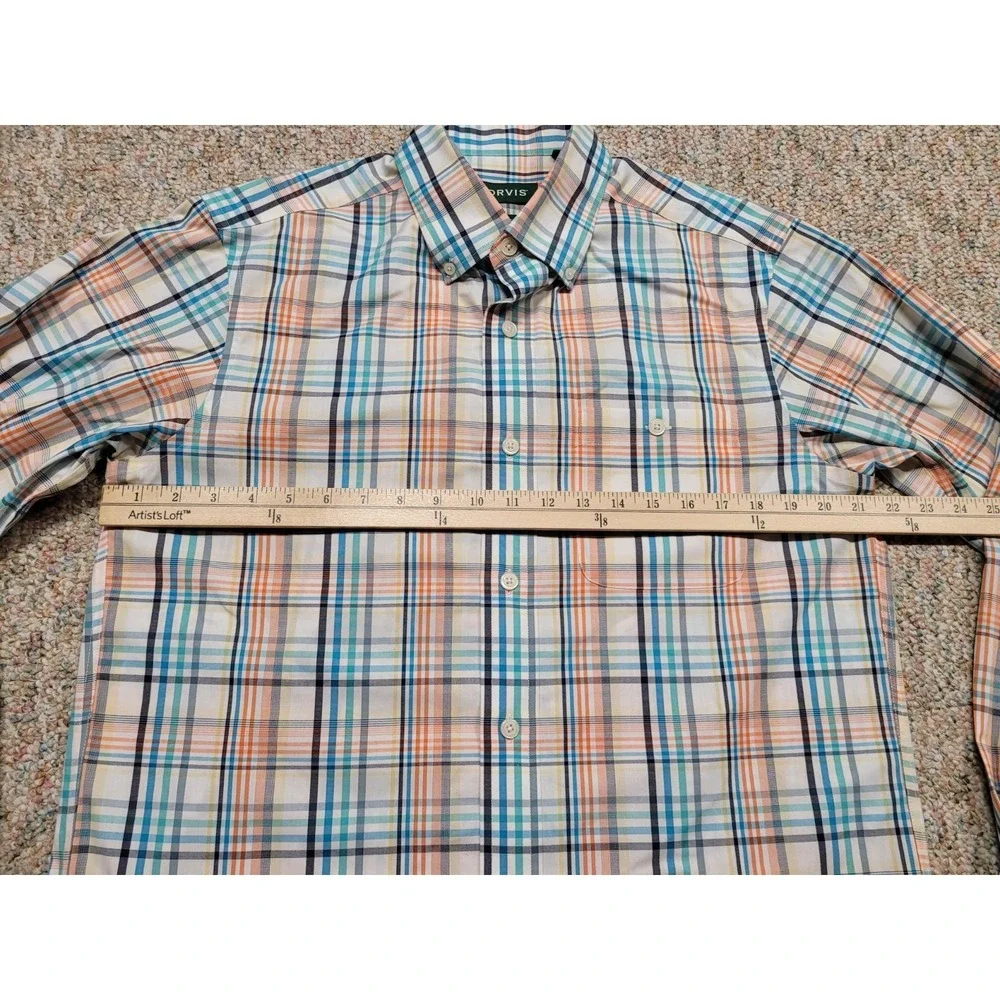 Orvis Shirt Men Medium Multi Plaid Long Sleeve Button Down Outdoors Fishing Camp - Picture 12 of 16